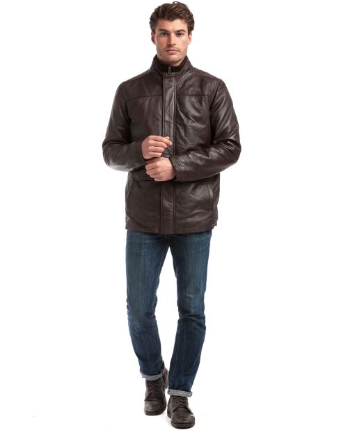 Lichtbruine leren jas