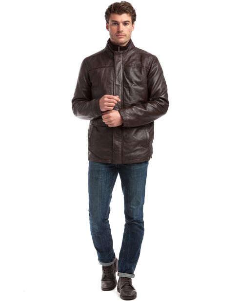 Manteau en Cuir Leger marron