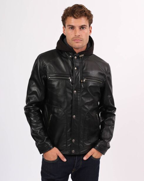 Veste en Cuir Linaly noire