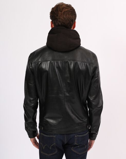 Veste en Cuir Linaly noire