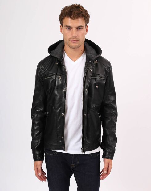 Veste en Cuir Linaly noire