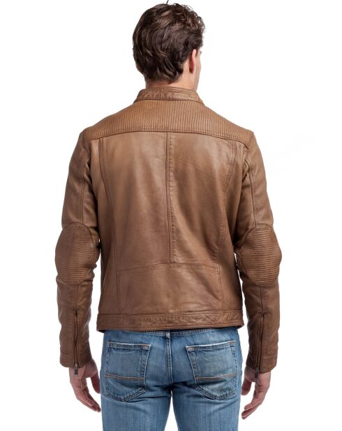 Blouson en Cuir Biker Lucenzo cognac
