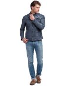 Blouson en Cuir Biker Lucenzo bleu