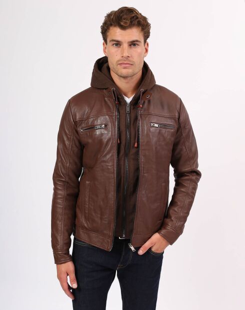 Veste en Cuir Ludovik marron