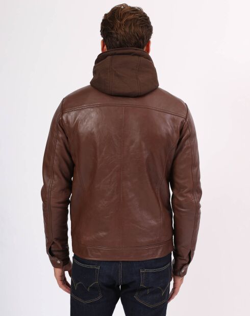 Veste en Cuir Ludovik marron