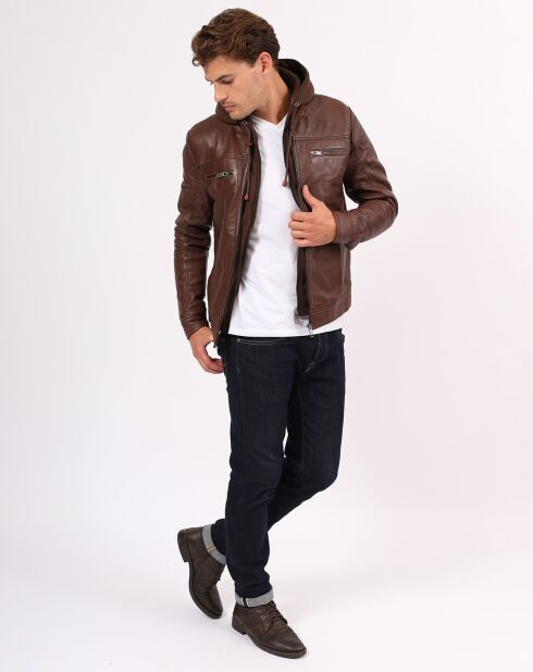 Veste en Cuir Ludovik marron