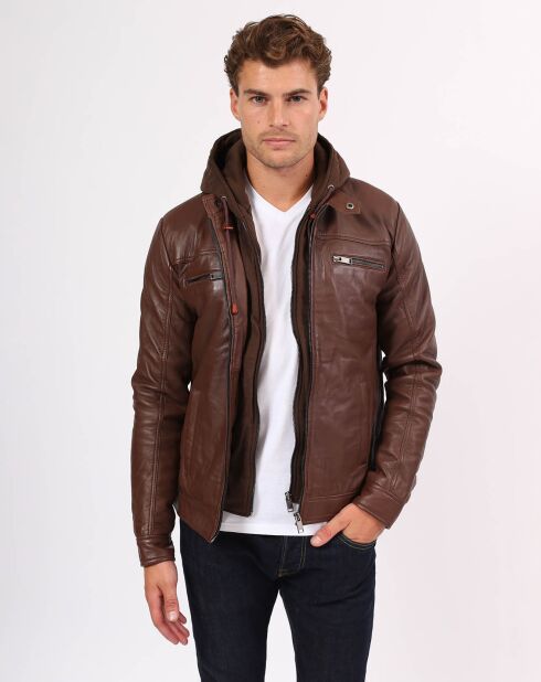 Veste en Cuir Ludovik marron