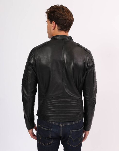 Blouson en Cuir Biker Luke noir