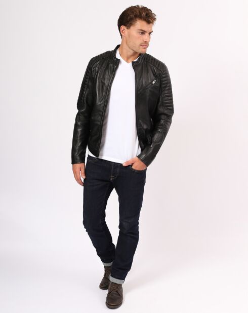 Blouson en Cuir Biker Luke noir