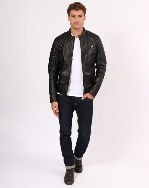 Blouson en Cuir Biker Luke noir