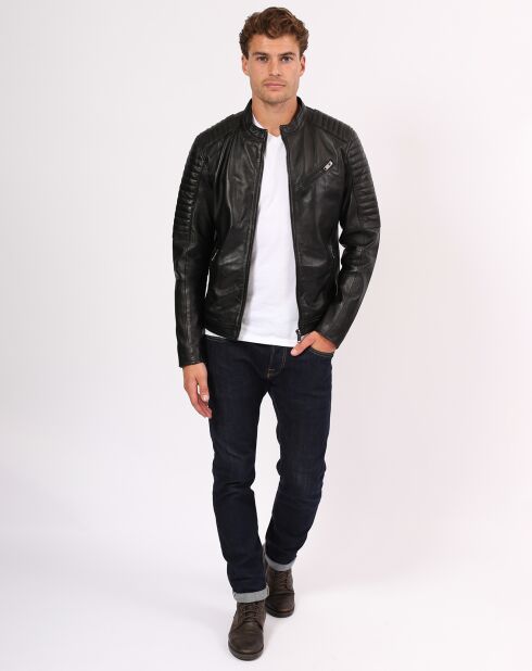 Blouson en Cuir Biker Luke noir