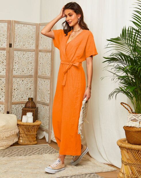 Tuta Armelle arancione 100% lino