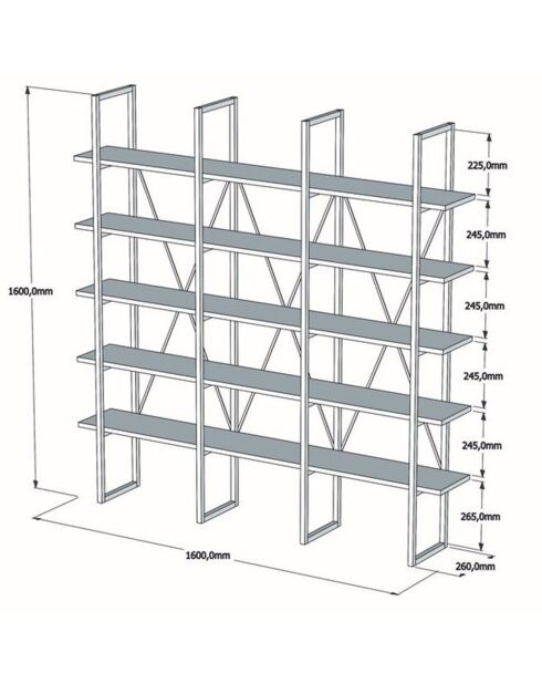 Bibliothèque Beylerbeyi noire - 160x160x26 cm