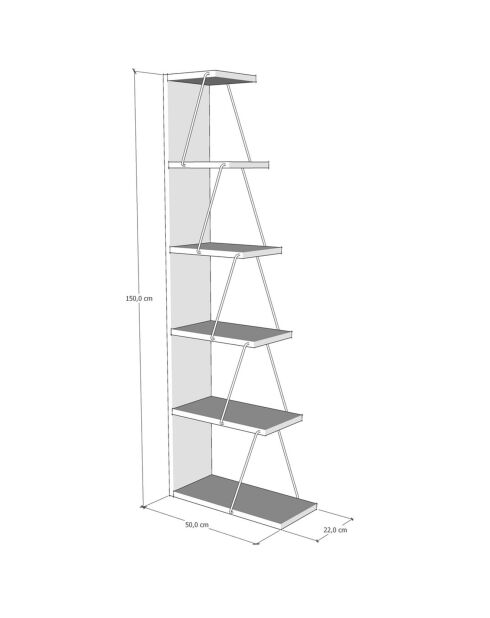 Librería Tlos antracita/negra - 50x150x22 cm