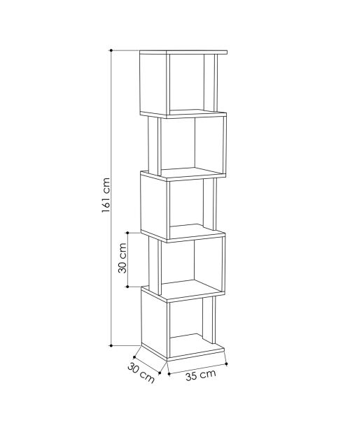 Bibliothèque Piri beige/anthracite - 35x161x30 cm