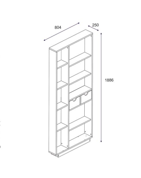 Bibliothèque Luma blanche - 80.4x188.6x25 cm