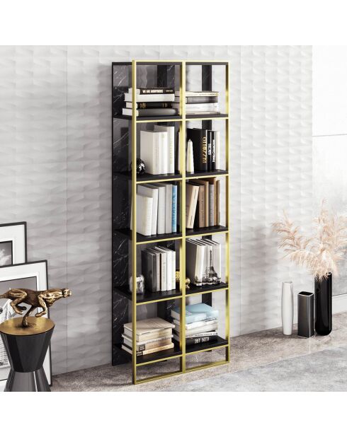 Librería Polka 2 dorada/negra - 64,4x178,5x31,3 cm