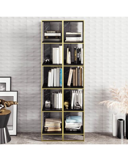 Librería Polka 2 dorada/negra - 64,4x178,5x31,3 cm
