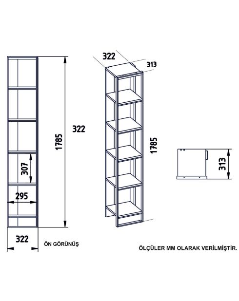 Librería Polka 2 dorada/negra - 64,4x178,5x31,3 cm