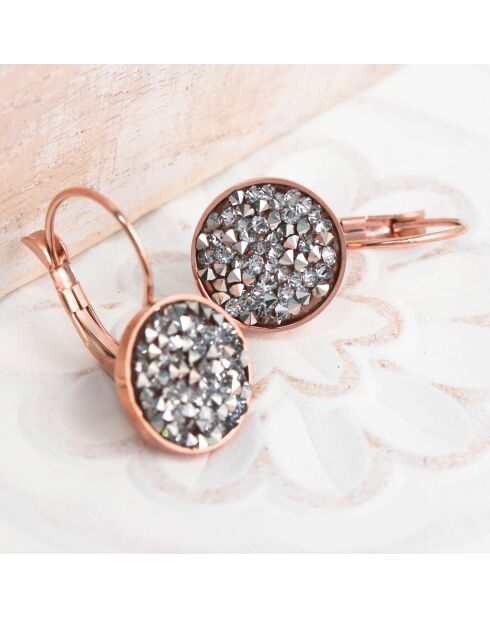 Lipso-oorbellen in roze staal