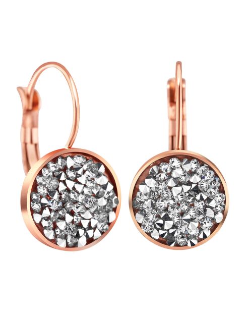 Lipso-oorbellen in roze staal