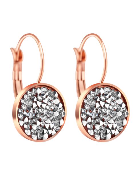 Lipso-oorbellen in roze staal