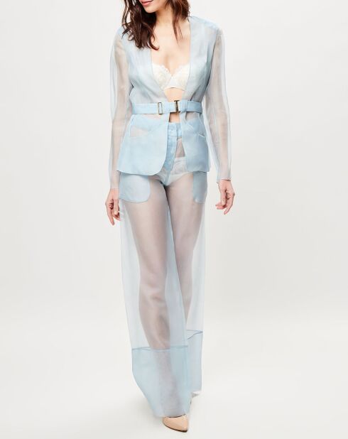 Veste transparente à épaulettes Esprit d'Atelier 100% Soie bleue