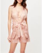 Combishort transparente Esprit d'Atelier en Soie rose