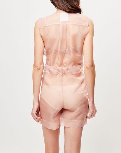 Combishort transparente Esprit d'Atelier en Soie rose