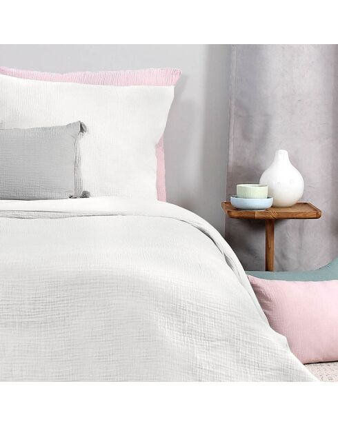 Parure housse de couette 100% Gaze de Coton blanche