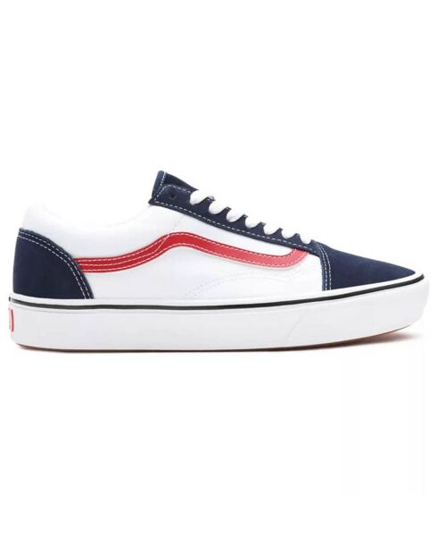 Sneakers en Toile & Velours de Cuir Tri-Tone ComfyCush Old Skool blanc/bleu/rouge