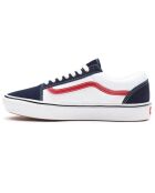 Sneakers en Toile & Velours de Cuir Tri-Tone ComfyCush Old Skool blanc/bleu/rouge