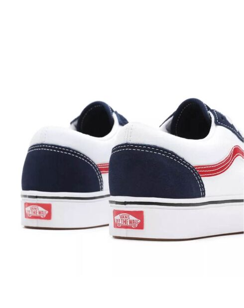 Sneakers en Toile & Velours de Cuir Tri-Tone ComfyCush Old Skool blanc/bleu/rouge