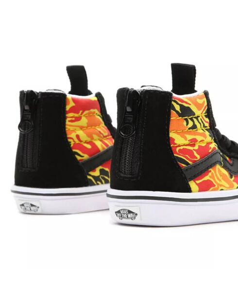 Sneakers en Toile & Velours de Cuir Flame Camo ComfyCush Sk8-Hi Zip noir/rouge/orange/jaune