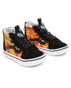 Sneakers en Toile & Velours de Cuir Flame Camo ComfyCush Sk8-Hi Zip noir/rouge/orange/jaune