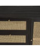 Buffet 3 tiroirs & 2 portes Yanis beige/noir - 150x45.2x80.5 cm