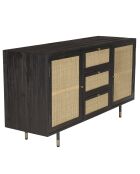 Buffet 3 tiroirs & 2 portes Yanis beige/noir - 150x45.2x80.5 cm