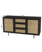 Buffet 3 tiroirs & 2 portes Yanis beige/noir - 150x45.2x80.5 cm