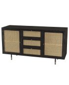 Buffet 3 tiroirs & 2 portes Yanis beige/noir - 150x45.2x80.5 cm