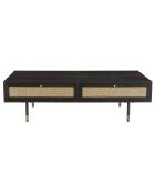 Table basse 4 tiroirs Yanis beige/noir - 140x70x40.5 cm