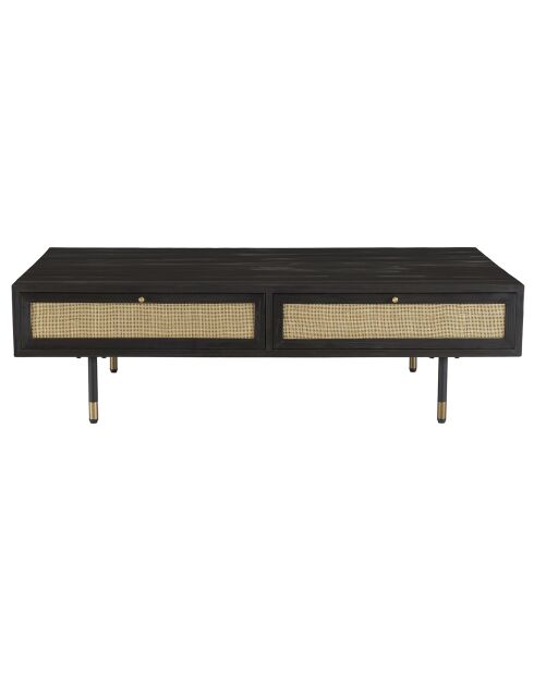 Table basse 4 tiroirs Yanis beige/noir - 140x70x40.5 cm