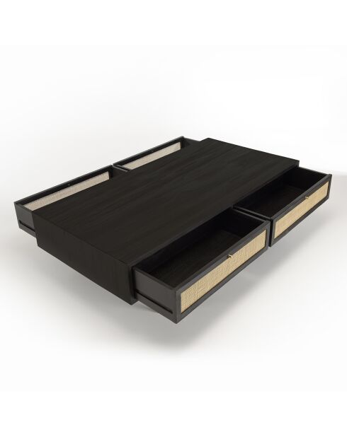 Table basse 4 tiroirs Yanis beige/noir - 140x70x40.5 cm