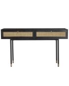 Console 2 tiroirs Yanis beige/noir - 140x35x80.5 cm