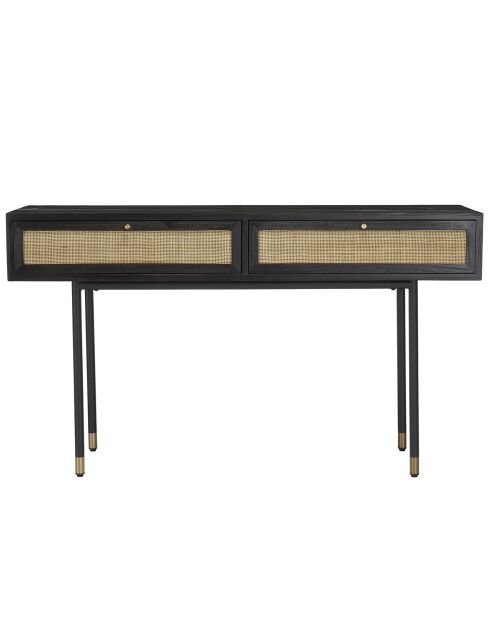 Console 2 tiroirs Yanis beige/noir - 140x35x80.5 cm