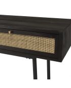 Console 2 tiroirs Yanis beige/noir - 140x35x80.5 cm