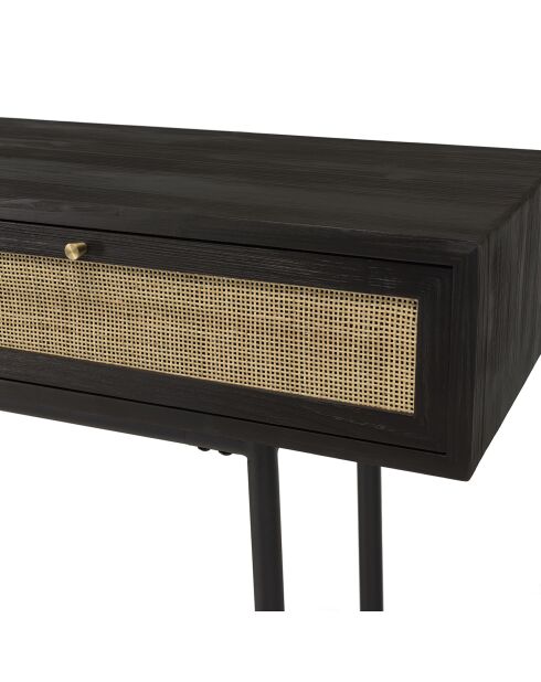 Console 2 tiroirs Yanis beige/noir - 140x35x80.5 cm