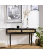 Console 2 tiroirs Yanis beige/noir - 140x35x80.5 cm