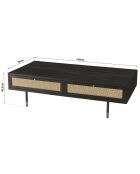 Table basse 4 tiroirs Yanis beige/noir - 140x70x40.5 cm