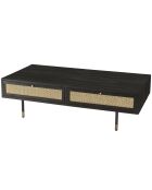 Table basse 4 tiroirs Yanis beige/noir - 140x70x40.5 cm