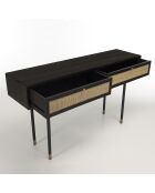 Console 2 tiroirs Yanis beige/noir - 140x35x80.5 cm